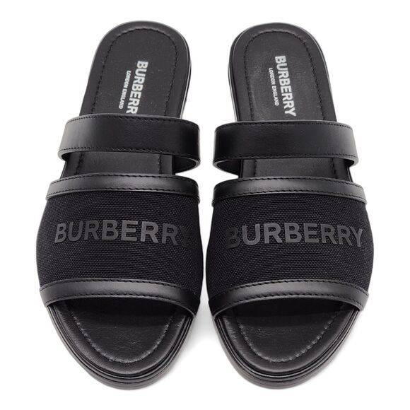 Burberry Honour Canvas and Leather Flat Sandals in Black $680 - Picture 4 of 8